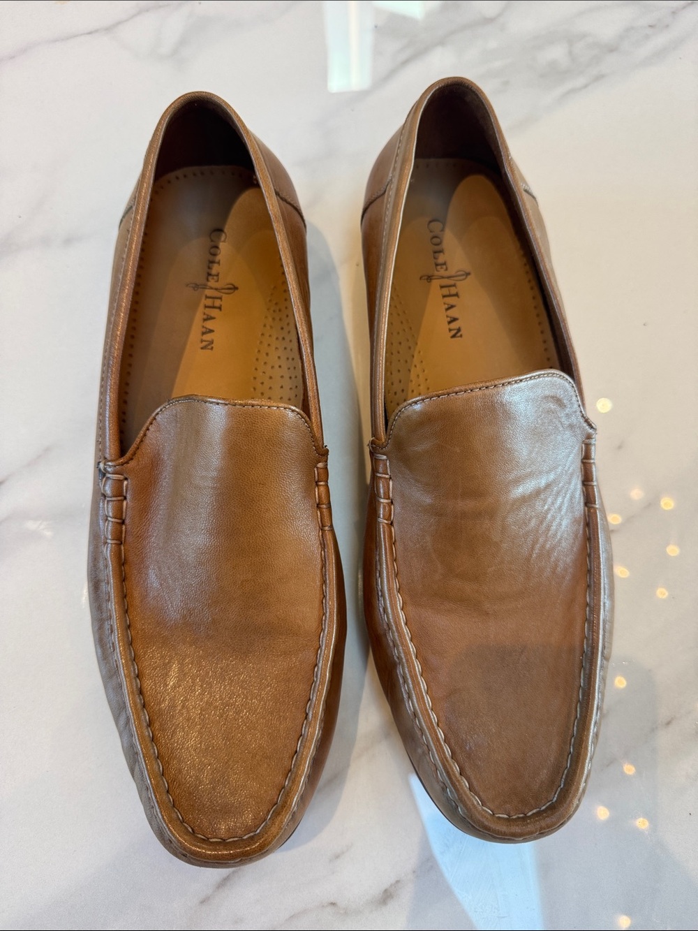 Cole Haan Loafers Mens 11.5 Tan Leather Grant Moc Toe Slip On Hampton Shoes
